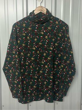 Vintage Eagles Eye Gingerbread Man Christmas Turtleneck Sweater XL Grandmacore